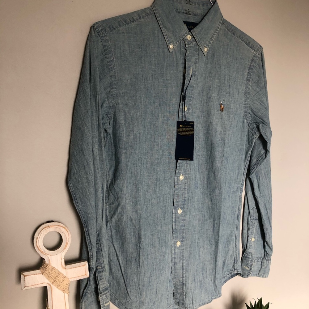 NWT Ralph Lauren Chambray Button Down Men’s
